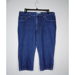 Riders by Lee Mid Rise Capri Jeans Dark Wash Denim Cropped Size 14 Style 1312569
